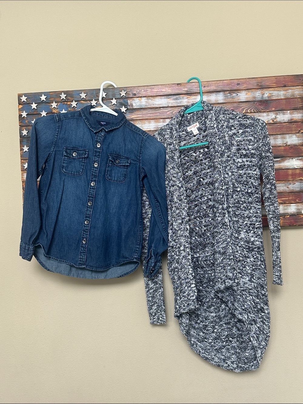 GAP Girls Denim Button-Down Shirt with long Cardigan